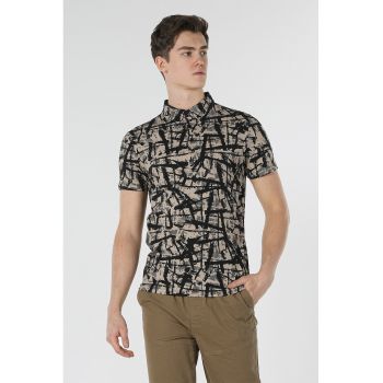 Tricou polo slim fit cu model