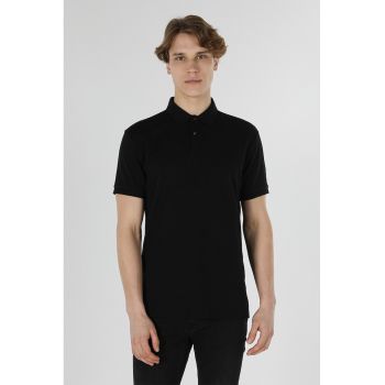 Tricou polo uni din material pique