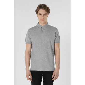 Tricou polo uni din material pique