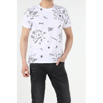 Tricou regular fit din bumbac cu imprimeu grafic si text