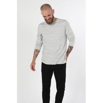 Bluza din amestec de bumbac cu decolteu la baza gatului