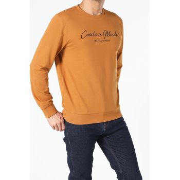 Bluza sport cu decolteu la baza gatului si text