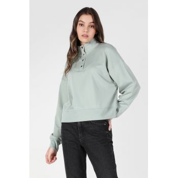 Bluza sport cu fenta scurta cu capse