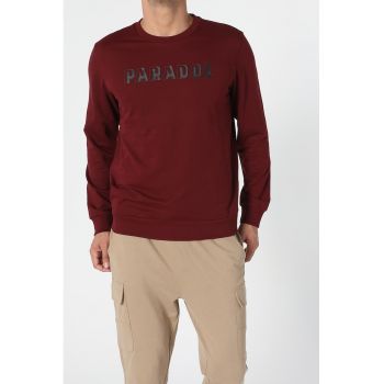 Bluza sport cu imprimeu text - Maro cognac