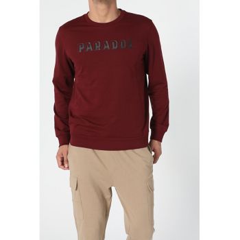 Bluza sport cu imprimeu text - Maro cognac