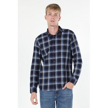 Camasa Cu Maneca Lunga De Barbati Albastru Marin Regular Fit1