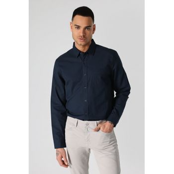 Camasa Cu Maneca Lunga De -Barbati Albastru Marin Slim Fit