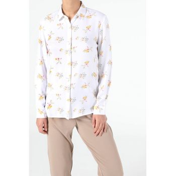 Camasa Cu Maneca Lunga De Dama Alb -Slim Fit