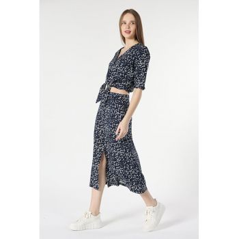 Fusta De Dama Albastru.Marin Midi skirt