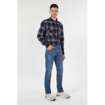 Pantaloni De Barbati Albastru Straight Fit 044 KARL -