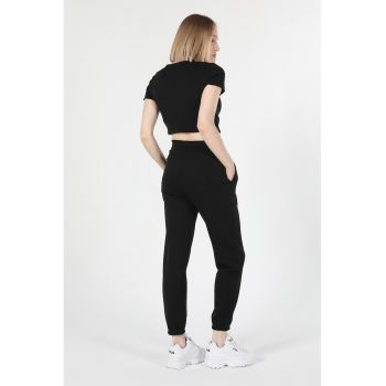 Pantaloni sport cu talie inalta si buzunare laterale
