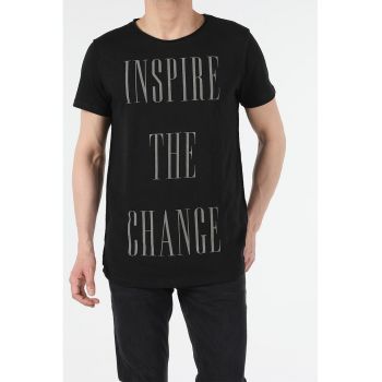 Tricou cu imprimeu text supradimensionat