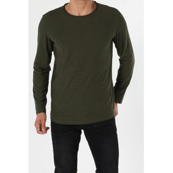 Tricou Cu Maneca Lunga De Barbati Kaki-Regular Fit
