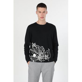 Tricou Cu Maneca Lunga De Barbati Negru Regular Fit 46885