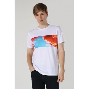Tricou Cu Maneca Scurta De Barbati.Alb Regular Fit