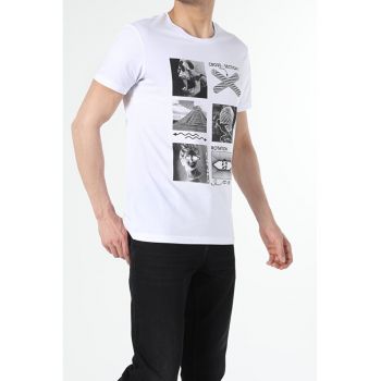 Tricou Cu Maneca Scurta De Barbati Alb Regular Fit CL1056465 8682240938989