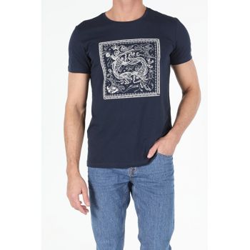 Tricou Cu Maneca Scurta De Barbati Albastru Marin Regular Fit Cl1053564 8682240664208