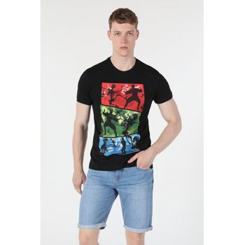 Tricou Cu Maneca Scurta De Barbati Negru Regular Fit2