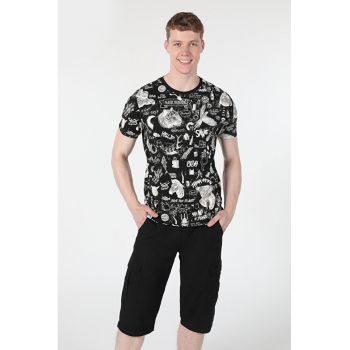 Tricou Cu Maneca Scurta De Barbati Negru Regular Fit3
