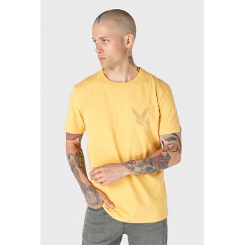 Tricou de bumbac cu decolteu la baza gatului