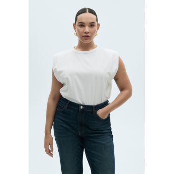 Tricou din bumbac cu decolteu la baza gatului