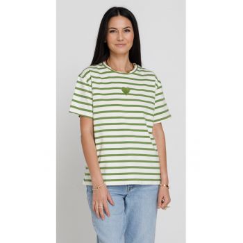 Tricou Love Cu Dungi Verzi - marime L/XL