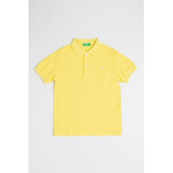 Tricou polo din bumbac pique cu logo