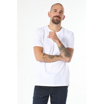 -Tricou regular fit cu decolteu la baza gatului