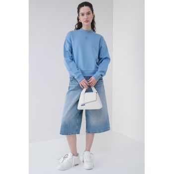 Bluza de trening cu decolteu la baza gatului si maneci cazute
