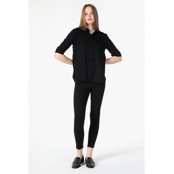Camasa Cu Maneca Lunga De Dama-Negru Regular Fit