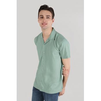 Camasa Cu Maneca Scurta De Barbati Verde -Regular Fit