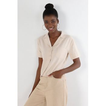 Camasa Cu Maneca Scurta De Dama Bej Regular Fit