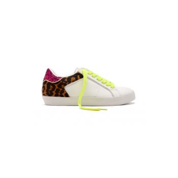 Pantofi sport de piele si piele ecologica cu detaliu stralucitor