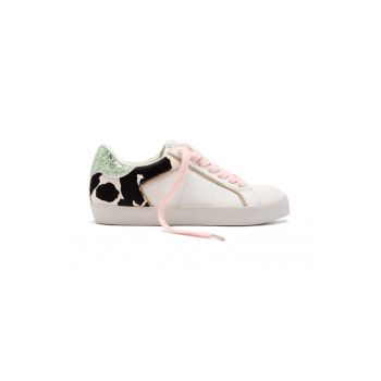 Pantofi sport de piele si piele ecologica cu detaliu stralucitor