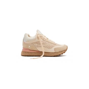 Pantofi sport din piele si rafie