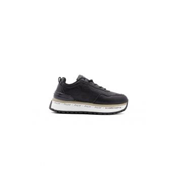 Pantofi sport flatform din piele ecologica cu logo