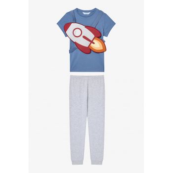 Pijama cu pantaloni lungi si detaliu grafic