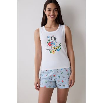 Pijama scurta cu imprimeu Alba ca Zapada