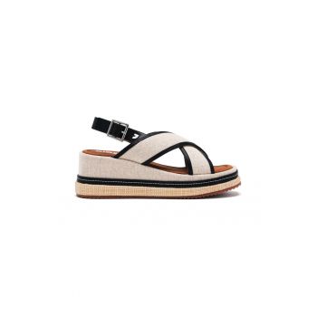 Sandale din material textil cu talpa demi-wedge