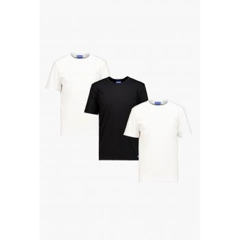 Set de tricouri de bumbac cu decolteu la baza gatului Naolo - 3 piese
