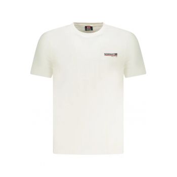 Tricou barbati din bumbac cu logo text - regular fit - alb -