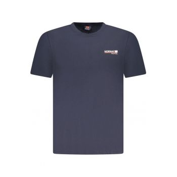 Tricou barbati din bumbac cu logo text - regular fit - bleumarin -