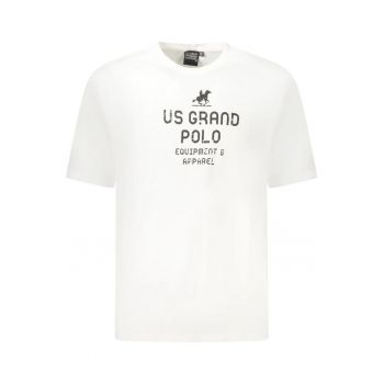 U.S. Grand POLO Tricou barbati cu imprimeu din bumbac - regular fit - alb -