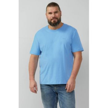 Big Sizes Tricou barbati big sizes cu decolteu la baza gatului - Regular fit - Albastru deschis