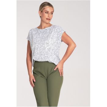 Bluza dama -  Poliester/Elastan - Maneca scurta - Alb/Negru