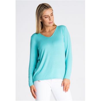 Bluza dama -  Viscoza/Elastan - Maneca lunga - Turcoaz