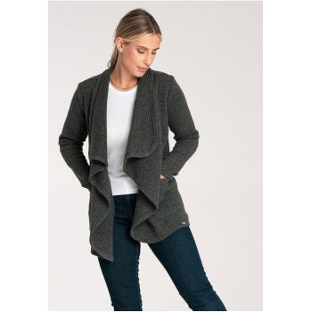 Cardigan dama -  M1043 - gri inchis - lana-acril-poliester
