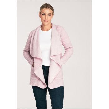 Cardigan dama -  M1043 - roz - lana - maneci lungi