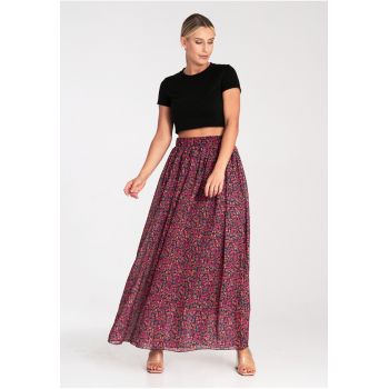 Fusta maxi  model M956 - multicolor - material textil - design floral -
