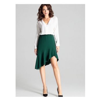 Fusta midi asimetrica  verde - elastan 5% - poliester 95%